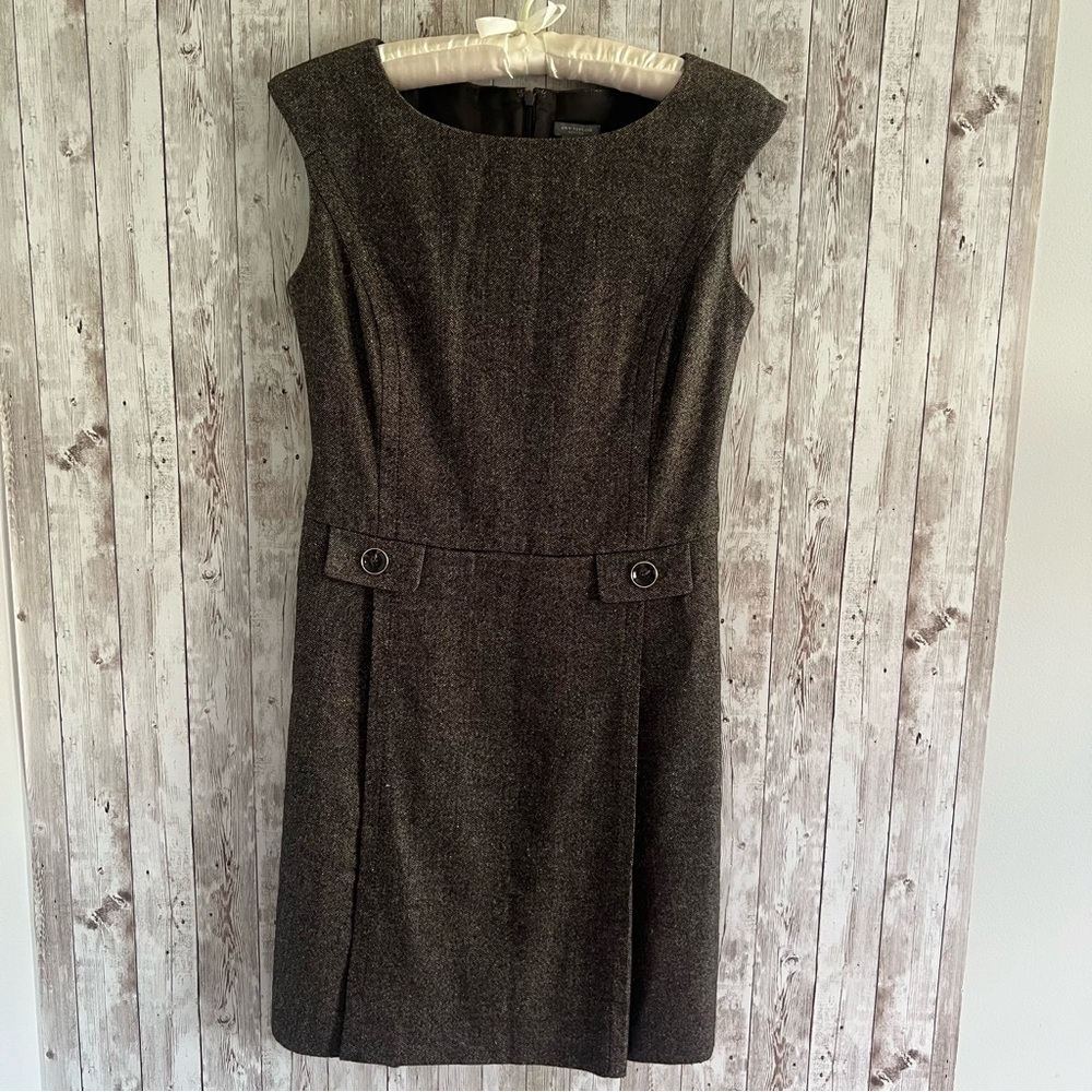 Ann Taylor Dark Brown Tweed Dress 2P